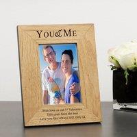 Uniqueful Personalised You & Me Wood Picture Frame 7 x 5 Valentines Day Couple in Brown