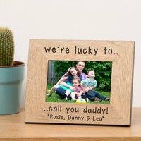 Uniqueful Personalised Lucky to call you Daddy Mummy Nanny Wood Frame 7x5 in Brown
