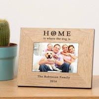 Uniqueful Personalised Home is where the dog is Wood Picture Frame 7x5 in Brown