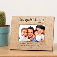Uniqueful Personalised Hugs & Kisses Always Wood Picture Frame 7 x 5 Family in Brown