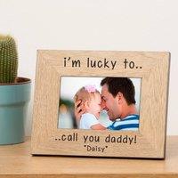 Uniqueful Personalised Im Lucky to call you Daddy Mummy Nanny Wood Frame 7x5 in Brown