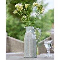 Dibor Traditional Tall Ribbed Blue Decorative Pitcher Jug Vase in Grey | Size: Large