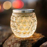 Marco Paul Large Dimpled Glass Jar LED Solar Garden Lights with Auto Sensor in Clear