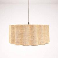 CGC Lighting Maria Scalloped Cream Linen Drum Lampshade Large 48cm