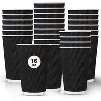ECONX 16oz Disposable Coffee Cups Black Triple Layer Ripple Cup Paper Cups | Size: 100 Pieces