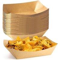 ECONX 50 X Large Kraft Food Trays Paper Plates Boat Takeaway Food Boxes in Brown