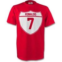 Manchester United FC Cristiano Ronaldo Manchester United Crest Tshirt in Red | Size: XL
