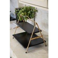 Artesa 2 Tier Gold & Black Metal Serving Stand, Foldable Rack 39.3 x 26cm | Size: 39.3 x 26 cm