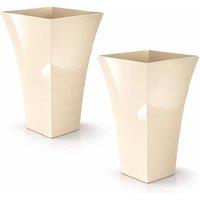 simpa Milano Tall Square Plastic Plant Pots - Set of 2 in Cream