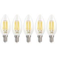 Harper Living 4.5 Watts E14 LED Bulb Clear Candle Warm White Dimmable, Pack of 5