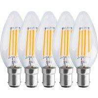Harper Living 4.5 Watts B15 SBC Small Bayonet LED Light Bulb Clear Candle Warm White Dimmable, Pack of 5