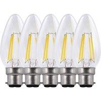 Harper Living 5 Watts B22 BC Bayonet LED Light Bulb Clear Candle Warm White Dimmable, Pack of 5