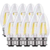 Harper Living 5 Watts B22 BC Bayonet LED Light Bulb Clear Candle Warm White Dimmable, Pack of 10