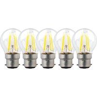 Harper Living 5 Watts B22 BC Bayonet LED Light Bulb Clear Golf Ball Warm White Dimmable, Pack of 5