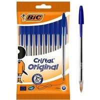 Bic Cristal Original Ballpoint Pens, Medium Point (1.0mm), Blue Ink, Pack of 10
