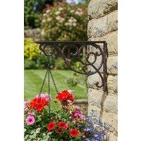 Dibor Vintage Giant Cast Iron Ornate Outdoor Garden Basket Wall Bracket in Brown | Size: 1 Pack