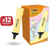 Bic Highlighter Flat - Pastel Yellow - Box of 12