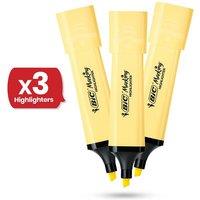 Bic Highlighter Flat - Pastel Yellow - Pack of 3
