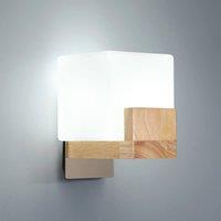 Goeco Wall Light, Modern Wood & Glass Wall Lamp, Creative Square Design in Natural