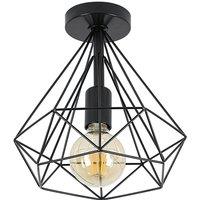 Goeco Semi Flush Mount Ceiling Light, Industrial Diamond Cage Ceiling Light in Black