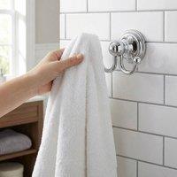 Havendro Double Robe Towel Hook Chrome Bathroom Cloakroom in Silver | Size: 60 cm x 45 cm