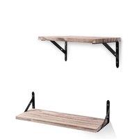 Havendro 2Pcs Wooden Floating Shelves Wall Mounted Display Storage in Light Oak