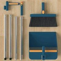 Kelvenix Blue Long Handled Dustpan & Brush Set, Strong Metal Handle