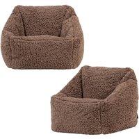 icon Kids Teddy Bean Bag Armchair Kids Bean Bags Set of 2 in Brown | Size: Medium