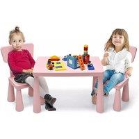 Costway 3 PCS Table & Chair Set Toddler Activity Center Writing Desk in Pink