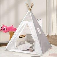 Kelvenix 160CM Large Canvas Kids Teepee Star Wood Indian in White