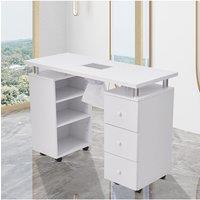 White Manicure Table with Dust Collector Wrist Support