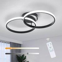 Pheashine LED Ceiling Light, Dimmable 3000-6500K with Remote, Dual Ring Fixture in Black