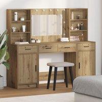 Berkfield Home 3 Piece Dressing Table Set Artisan Oak Engineered Wood in Brown