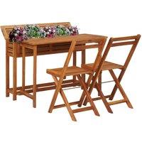 Berkfield Home Garden Planter Table with 2 Bistro Chairs Solid Acacia Wood in Brown