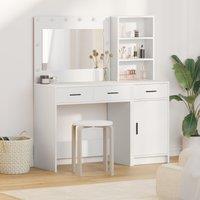 Berkfield Home 2 Piece Dressing Table Set with LED White Engineered Wood