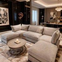 Home & Love Bishop U Shape Cinema Sofa Fixedback Corner Sofa - Maison Beige