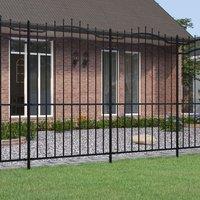 Berkfield Home Garden Fence with Spear Top Black 222 cm Powder-coated Steel