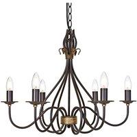 Netlighting Windermere 6 Light Chandelier Rust Gold Finish E14 in Brown