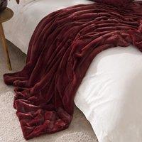 Paoletti Empress Faux Fur Throw in Dark Red | Size: 140 cm x 200 cm