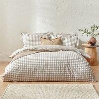 Yard Barton Gingham Check Reversible Duvet Cover Set in Natural | Size: Double