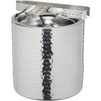 BarCraft Small Hammered Ice Bucket with Lid in Silver