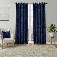 Snug City Crushed Velvet Eyelet Curtains Luxurious Finish for Contemporary Homes in Navy | Size: 229 cm width x 229 cm drop