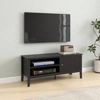 Melody Maison Large Black Wooden Fluted TV Cabinet / Media Unit - 120cm X 50cm (47 TV's) - Hales Black Range | Size: 120 cm X 50 cm