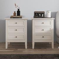 Melody Maison Pair Of 3 Drawer Bedside Table - Rowley Pale Cream Range