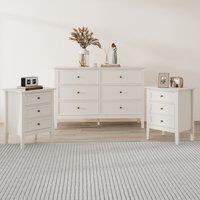 Melody Maison Large 6 Drawer Chest Of Drawers & Pair Of 3 Drawer Bedside Tables - Rowley Pale Cream Range