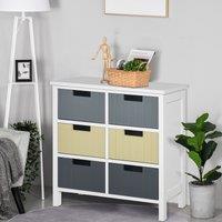HOMCOM Chest of Drawers Storage Side Cabinet with 6 Detachable Drawers