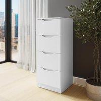 FWStyle Luno Chest Of Drawers 4 Drawer Tall Slim Deep Design in White