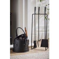 Dibor Contemporary 3 Tools Fireside Companion Set with Log Bucket in Black