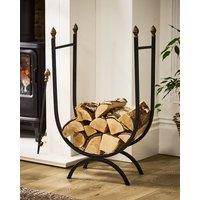 Dibor Traditional Style Black U Shape Log Storage Firewood Log Holder with Acorns H76 x W46cm
