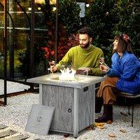 OUTSUNNY Propane Gas Fire Pit Table with Cover, 40, 000 BTU Firepit, Grey